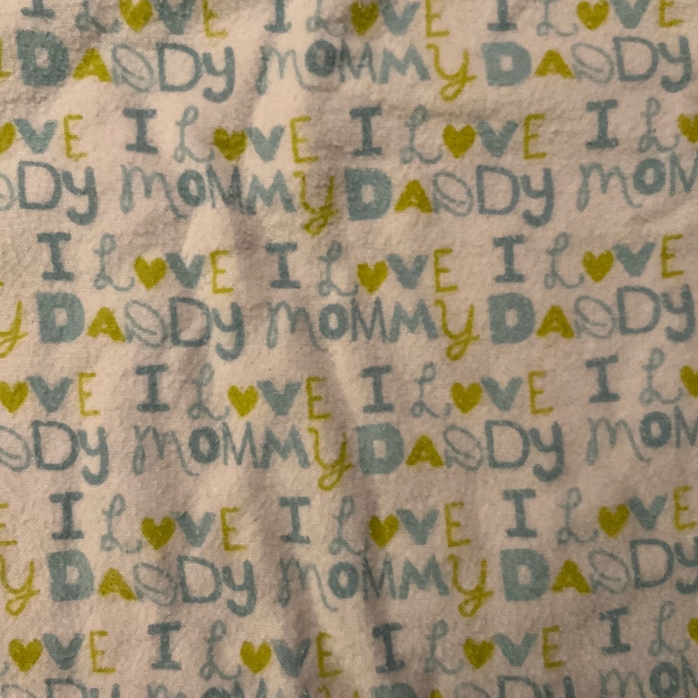 Handmade Baby Blanket I Love Mommy Daddy Lightweight Green White‎ Infant Toddler